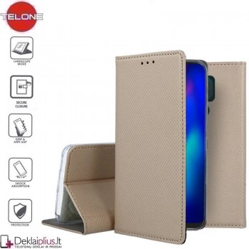 Telone smart magnet atverčiamas dėklas - auksinės spalvos (Motorola Moto G9 Play/E7 Plus)